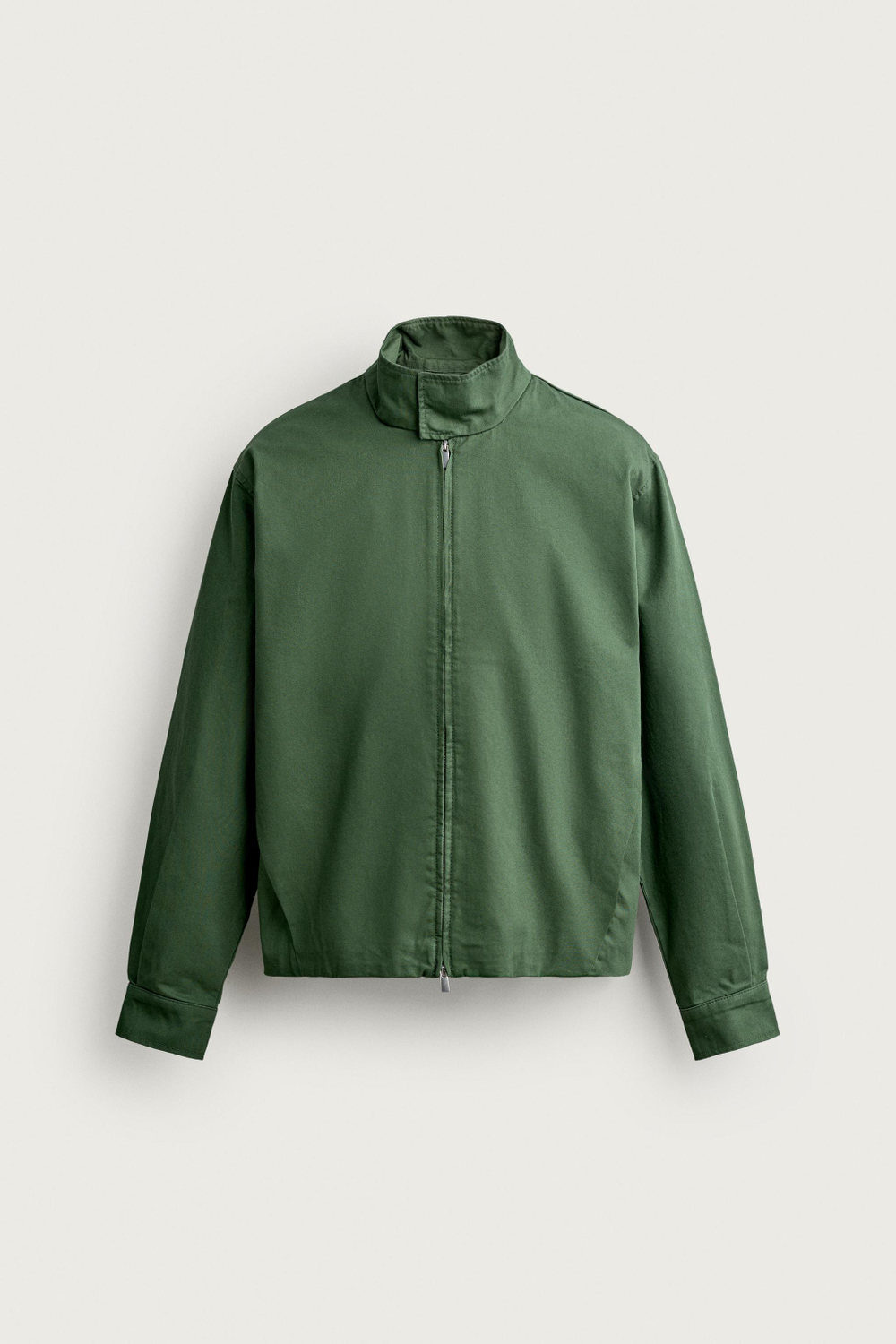 ZARA ХЛОПКОВАЯ КУРТКА КЛАССИЧЕСКОГО КРОЯ, ЗЕЛЕНЫЙ