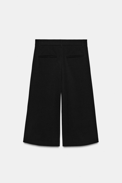 ZARA УДЛИНЕННЫЕ ШОРТЫ-БЕРМУДЫ СО ЗАЩИПАМИ, ЧЕРНЫЙ