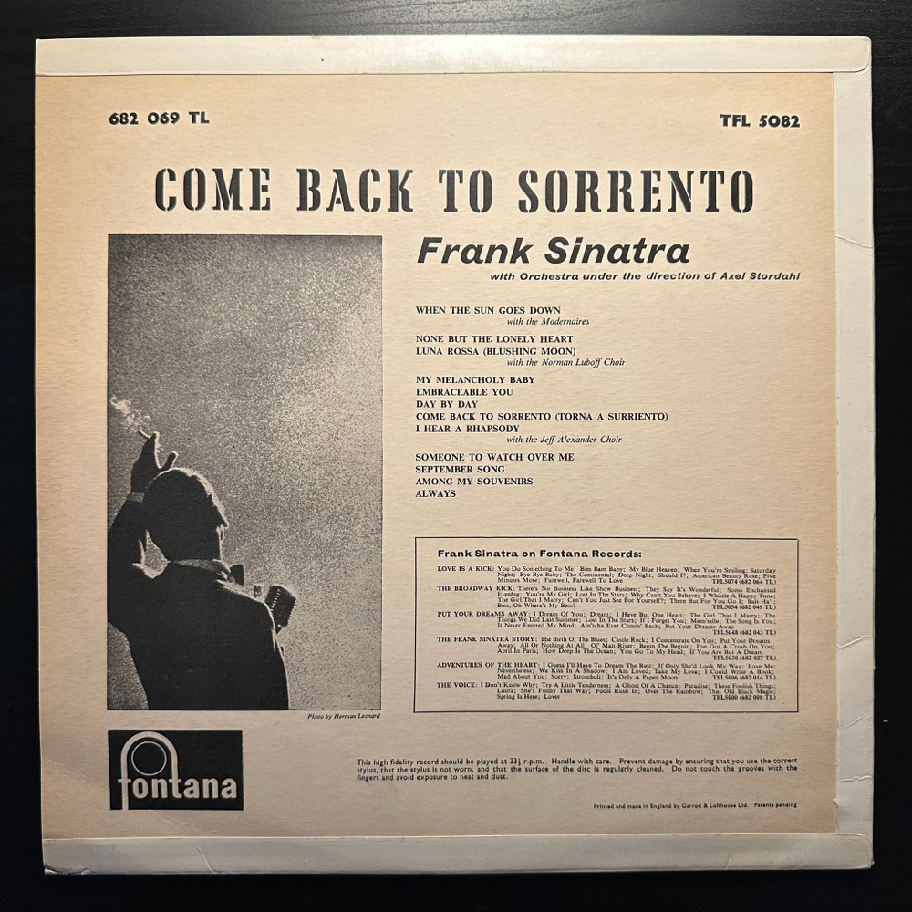Frank Sinatra ‎– Come Back To Sorrento (Англия 1960г.)