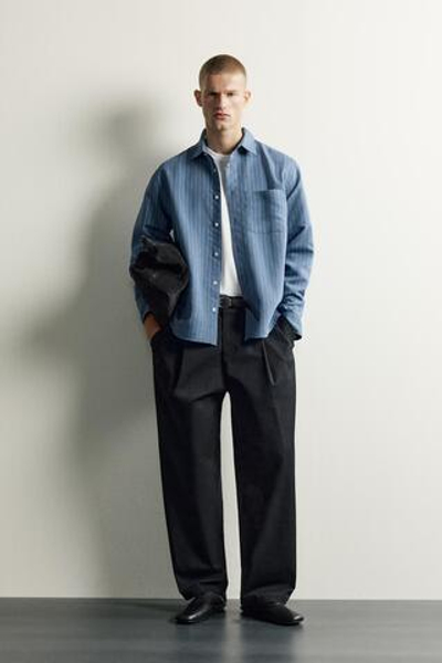 РУБАШКА СТРУЯЩЕГОСЯ КРОЯ В ПОЛОСКУ — ZARA