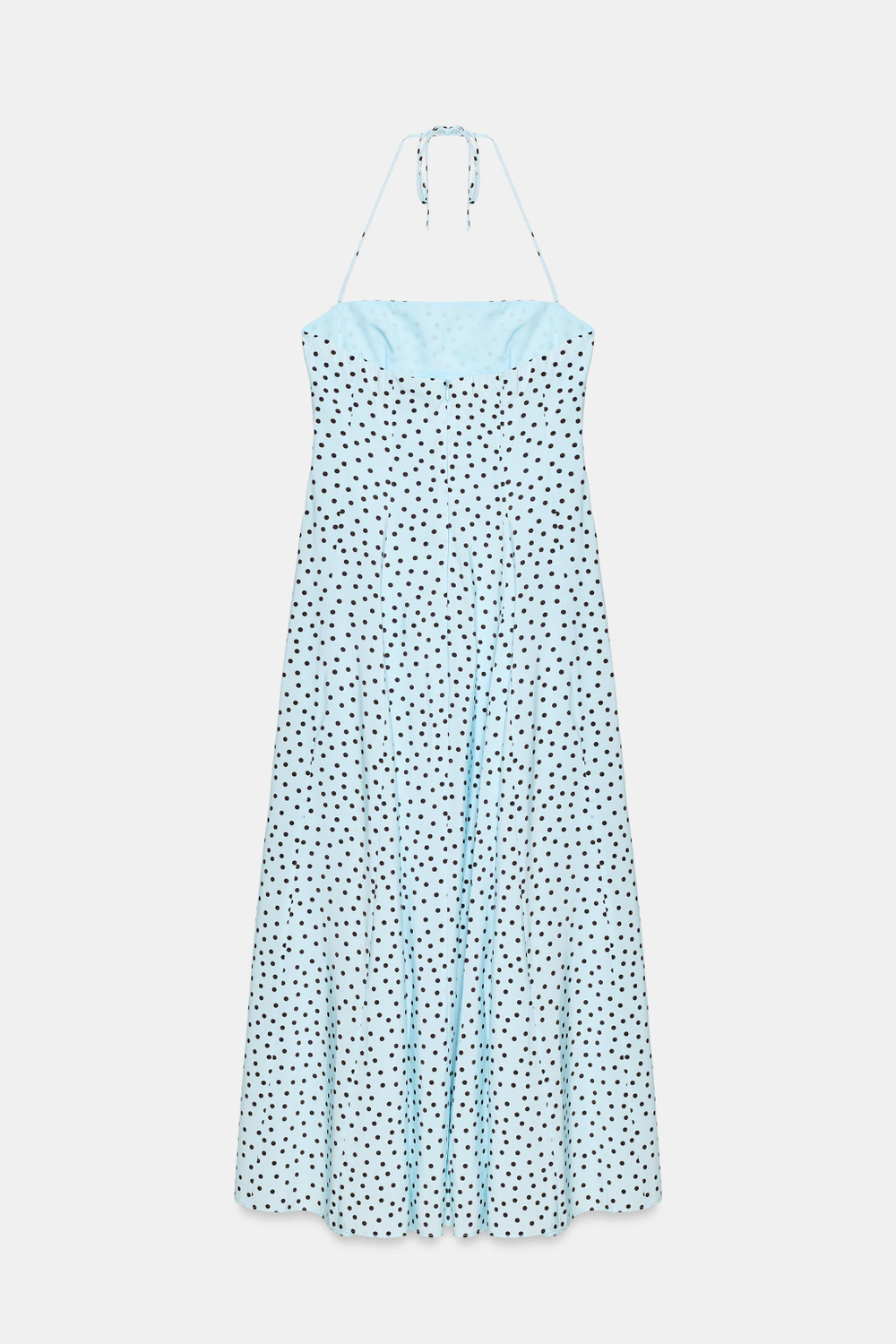 ПЛАТЬЕ МИДИ В ГОРОШЕК С ГОРЛОВИНОЙ ХАЛТЕР И ОБЪЕМНЫМИ ДЕТАЛЯМИ — ZARA