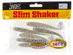 Мягкая съедобная приманка LJ Pro Series Slim Shaker 4in (100 мм), цвет Z02, 6шт.