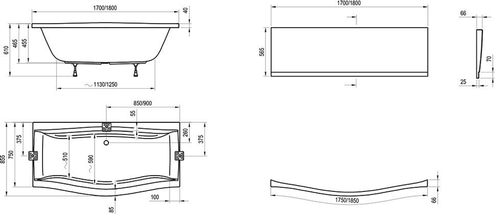 Ванна акриловая Ravak Magnolia 180x75 C601000000