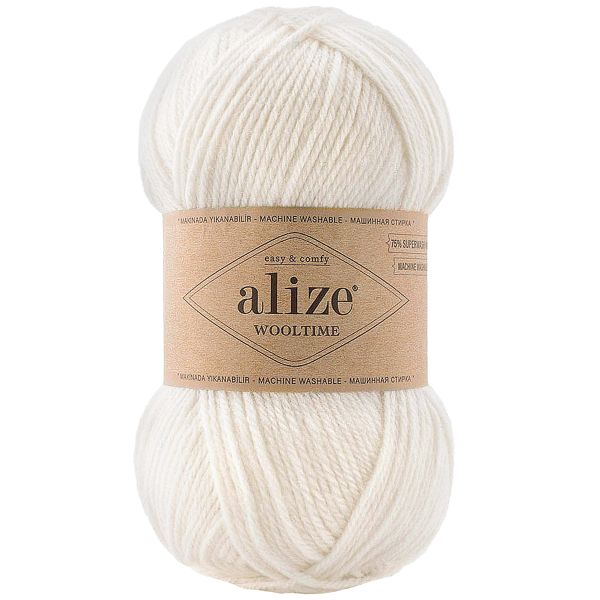 Пряжа Alize (Ализе) Wooltime / уп.5 мот. по 100 г, 200 м, 55 белый