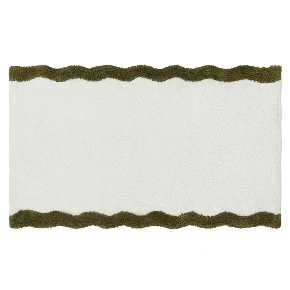 Коврик для ванной с кантом оливкового цвета из коллекции Trendy Ruffles, 50x80 см