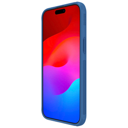 Усиленный противоударный чехол синего цвета от Nillkin для iPhone 15 Pro Max, серия Super Frosted Shield Pro
