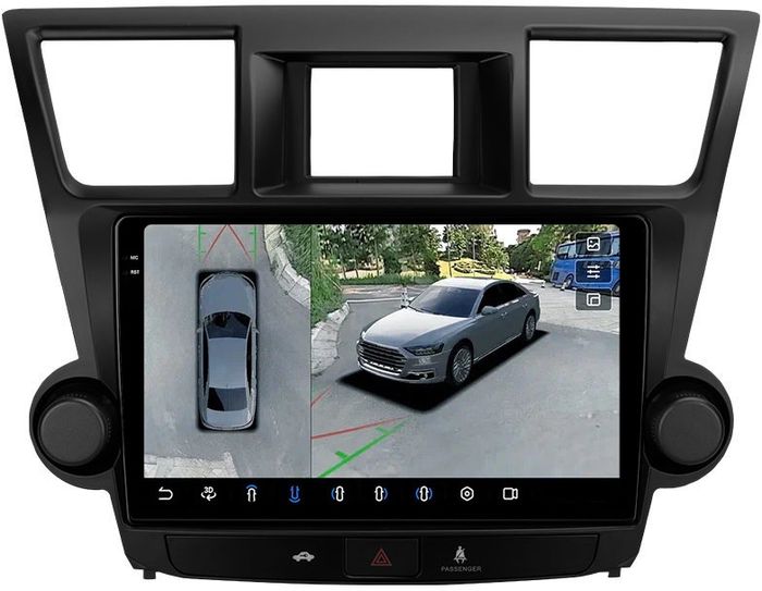Магнитола для Toyota Highlander 2 XU40 2007-2013 (крутилки активные) - FarCar BX10-360-7194F2 монитор 10.36" 2K QLED на Android 13, Быстрая, CarPlay, 4G SIM-слот, 4 камеры в комплекте