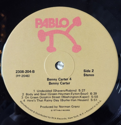 Винтажная виниловая пластинка LP Benny Carter 4 Montreux 77 (USA 1977)