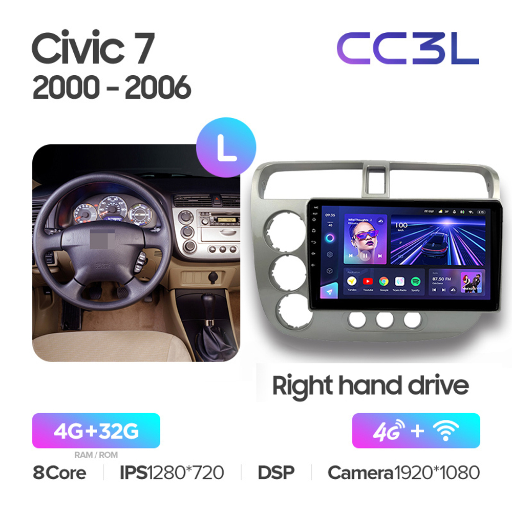 Teyes CC3L 9"для Honda Civic 2000-2005