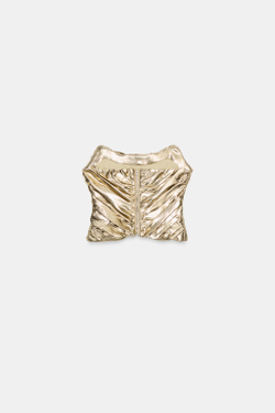 ZARA ТОП-КОРСЕТ МЕТАЛЛИК СО СКЛАДКАМИ, ЗОЛОТИСТЫЙ
