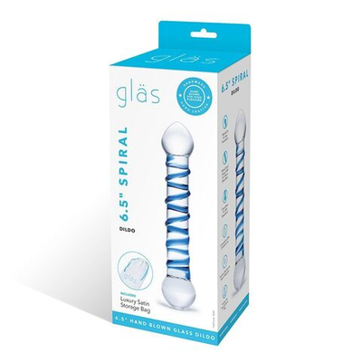Прозрачный фаллос с голубой спиралью Spiral Dildo - 17 см. (Цвет: прозрачный)
