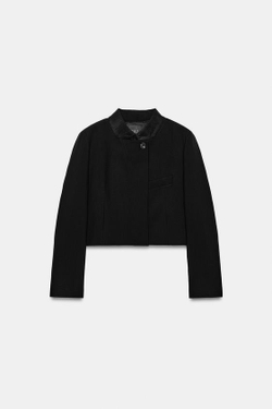 ZARA УКОРОЧЕННЫЙ БЛЕЙЗЕР — ZW COLLECTION, ЧЕРНЫЙ