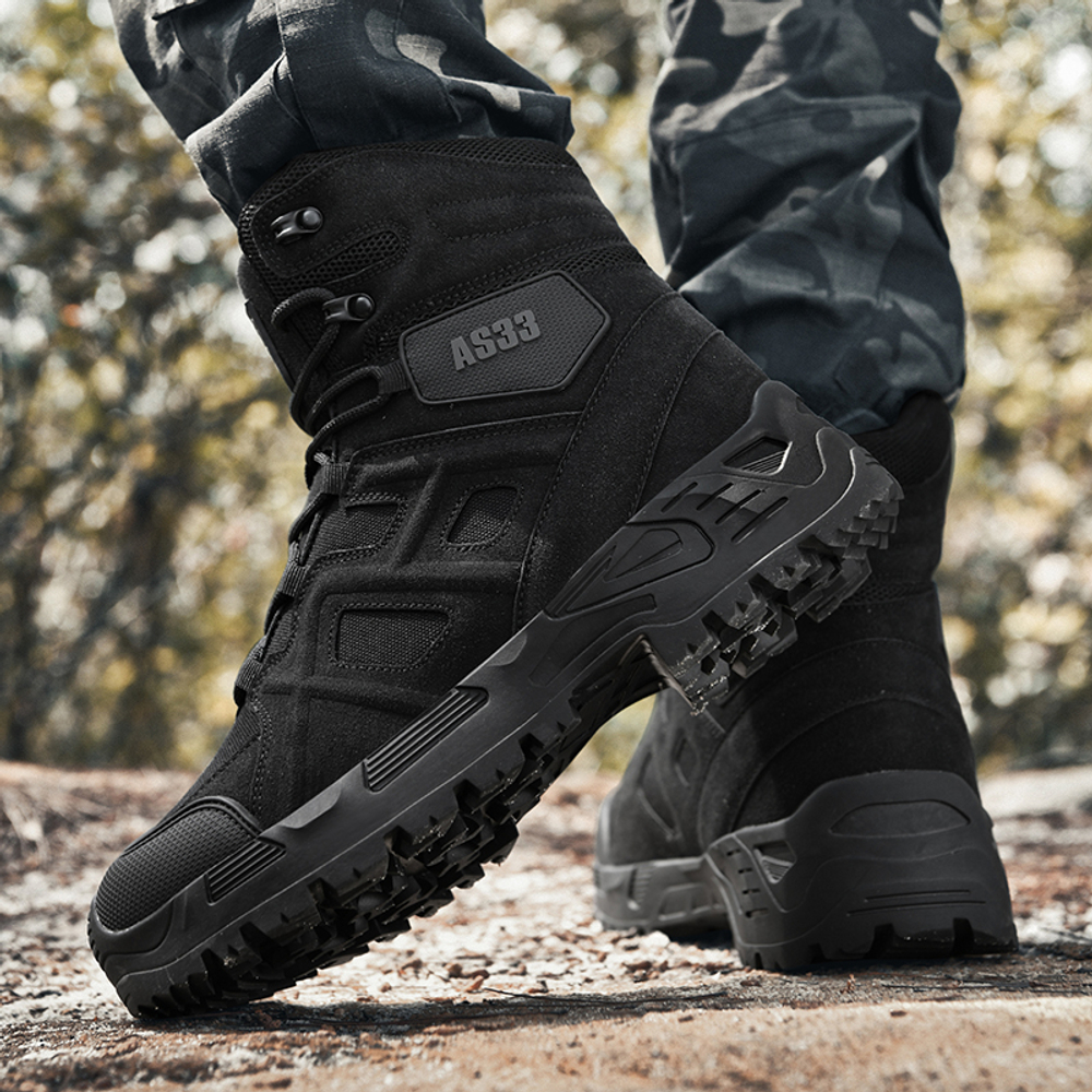 CHENGSHILUOTUO Combat Boots Men"s Black/Sand