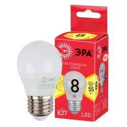 Лампа светодиодная ЭРА RED LINE LED P45-8W-827-E27 R 8Вт шар теплый белый свет E27 | Лампы cветодиодные Шар (G/P)