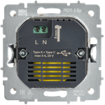 BRITE Розетка USB A+C 45Вт высокоскоростная зарядка РЮ11-2-БрШ шампань IEK