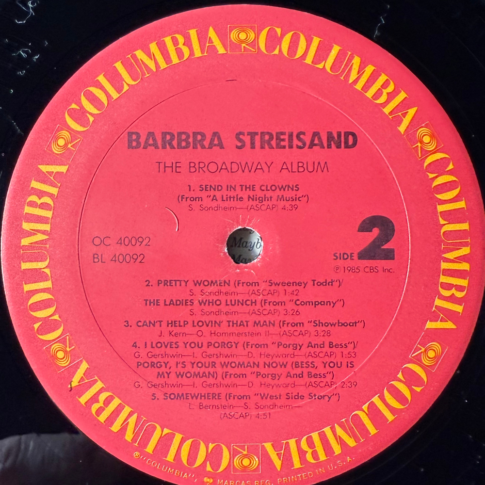 Barbra Streisand ‎– The Broadway Album (США 1985г.)