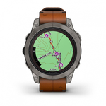Умные часы Garmin FENIX 7 PRO Sapphire Solar 47мм титановый серый с коричневым кожаным ремешком