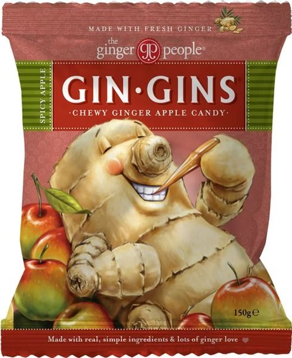 The ginger people Конфеты жевательные Gin Gins яблоко с имбирем 150 г (из Финляндии)