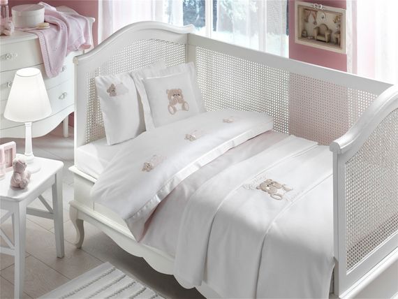 НАБОР ЯСЛИ: Детское  постельное белье с пледом  LOVELY BEBE розовый deluxe TIVOLYO HOME Турция