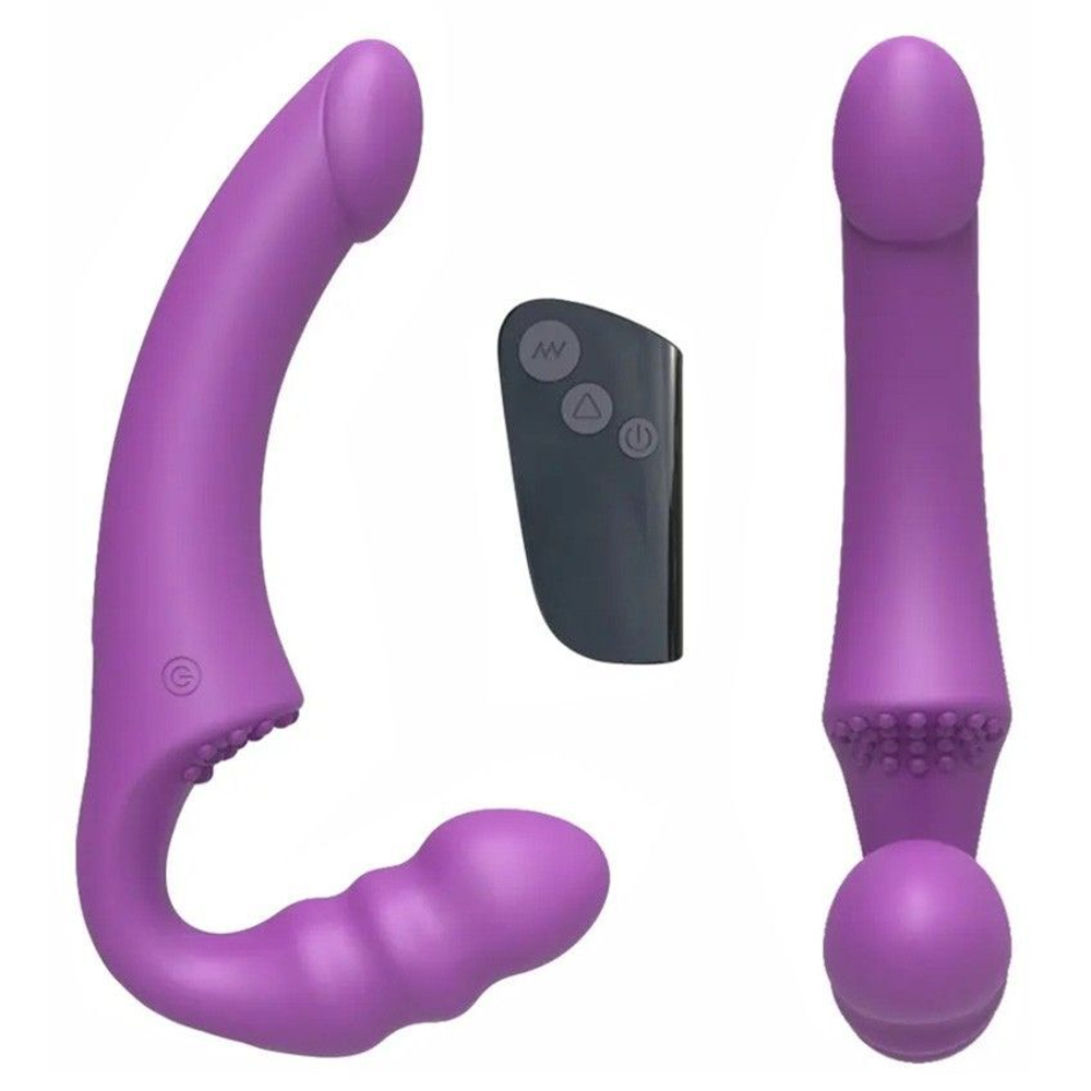 Фиолетовый безремневой страпон Straples Strap-On Dildo (Цвет: фиолетовый)