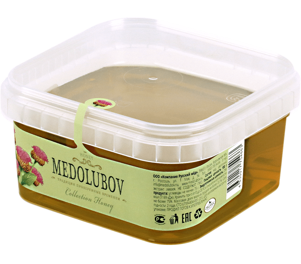 Медовый десерт левзея (маралий корень) классический Медолюбов BOX 650 мл