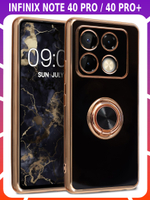 Стильный глянцевый чехол для INFINIX NOTE 40 PRO / 40 PRO+ с кольцом-подставкой и бархатной подкладкой