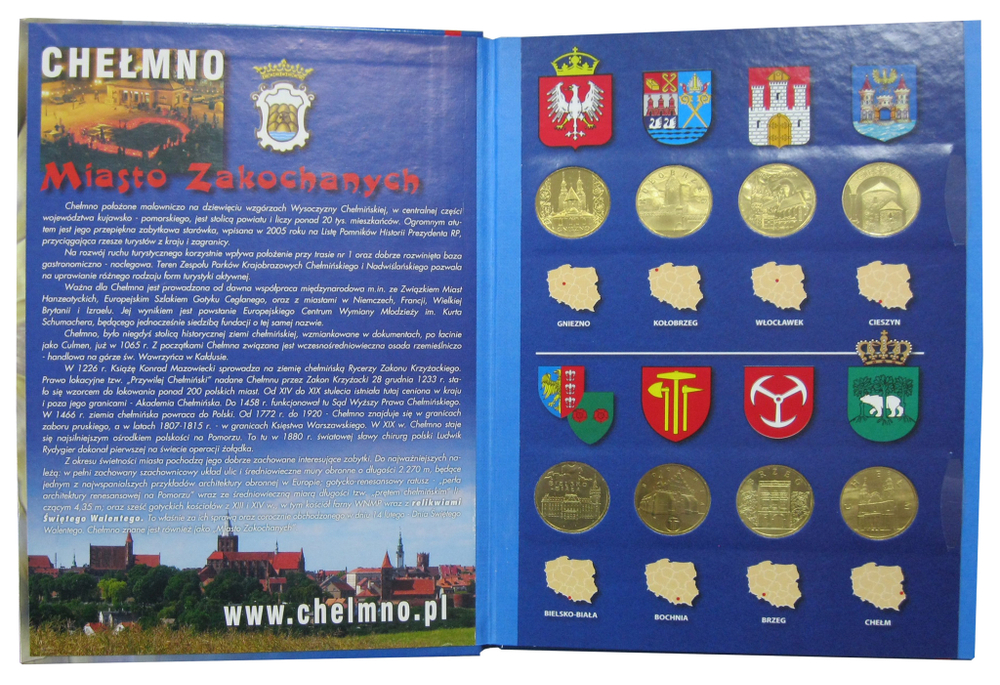 Альбом с монетами "Города Польши" 2005-2008 г. 32 монеты