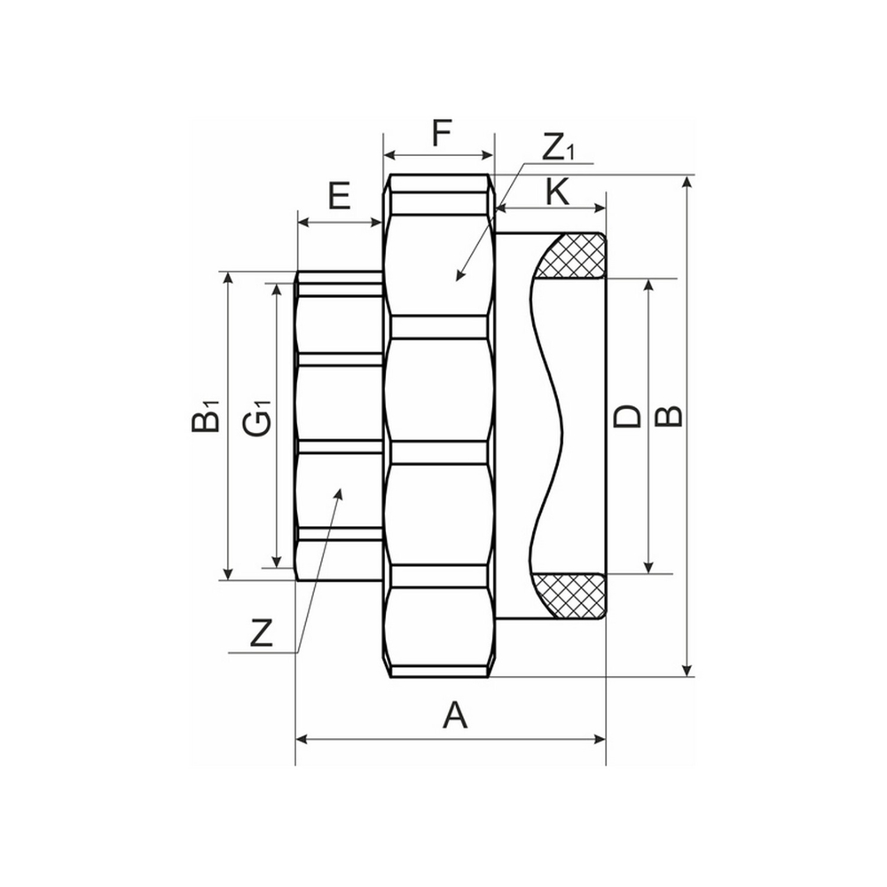 Муфта комб. разъемная, вн 50х1 1/2" EVER®  БЕЛЫЙ (Россия)
