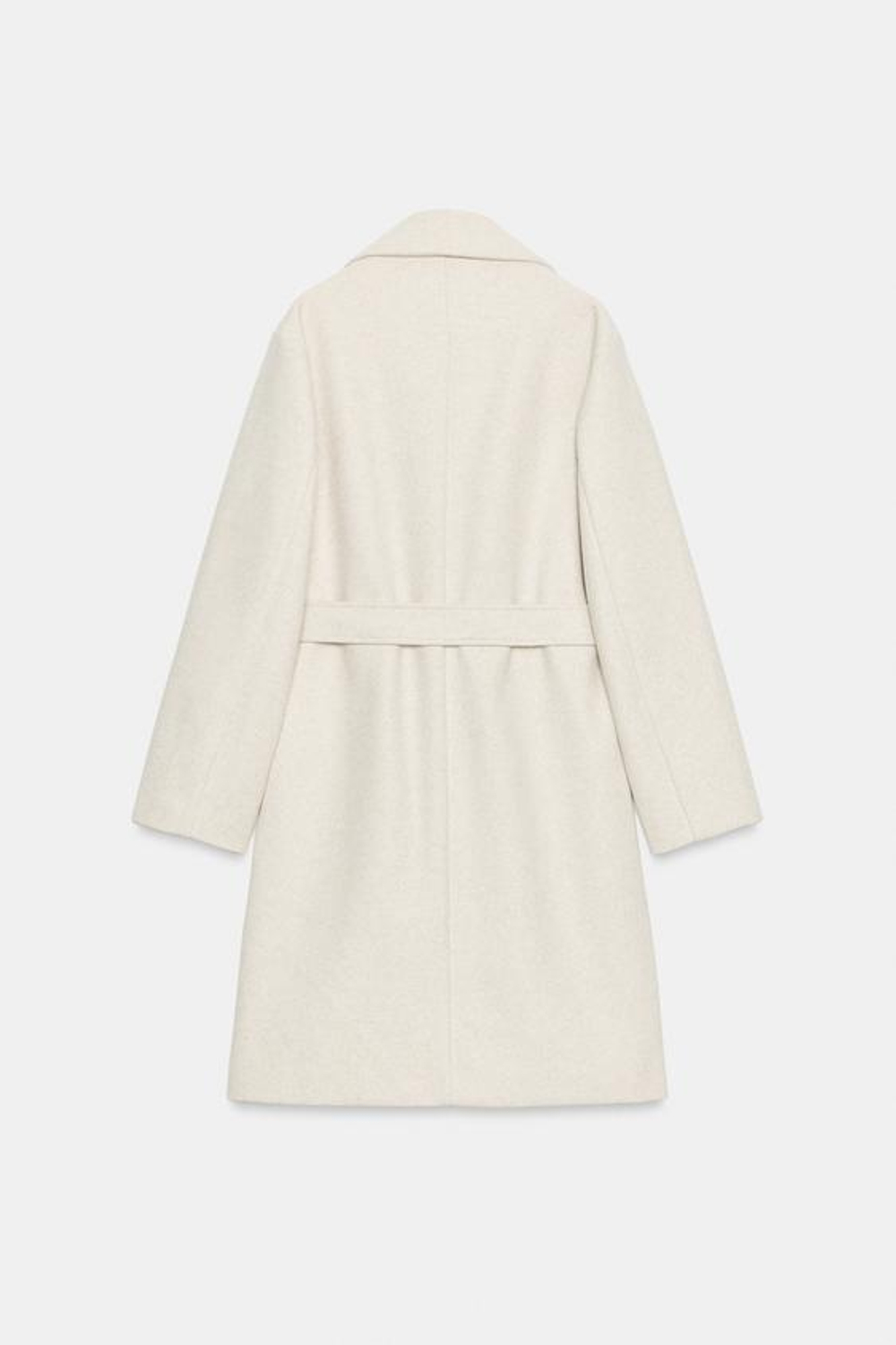 ZARA ПАЛЬТО ИЗ МЯГКОЙ ТКАНИ С ПОЯСОМ, ЭКРЮ