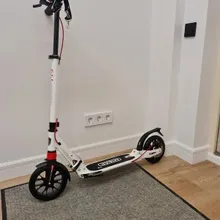 Складной двухколёсный самокат Micar Storm Pro 200 мм с двумя амортизаторами и ручным дисковым тормозом, белый
