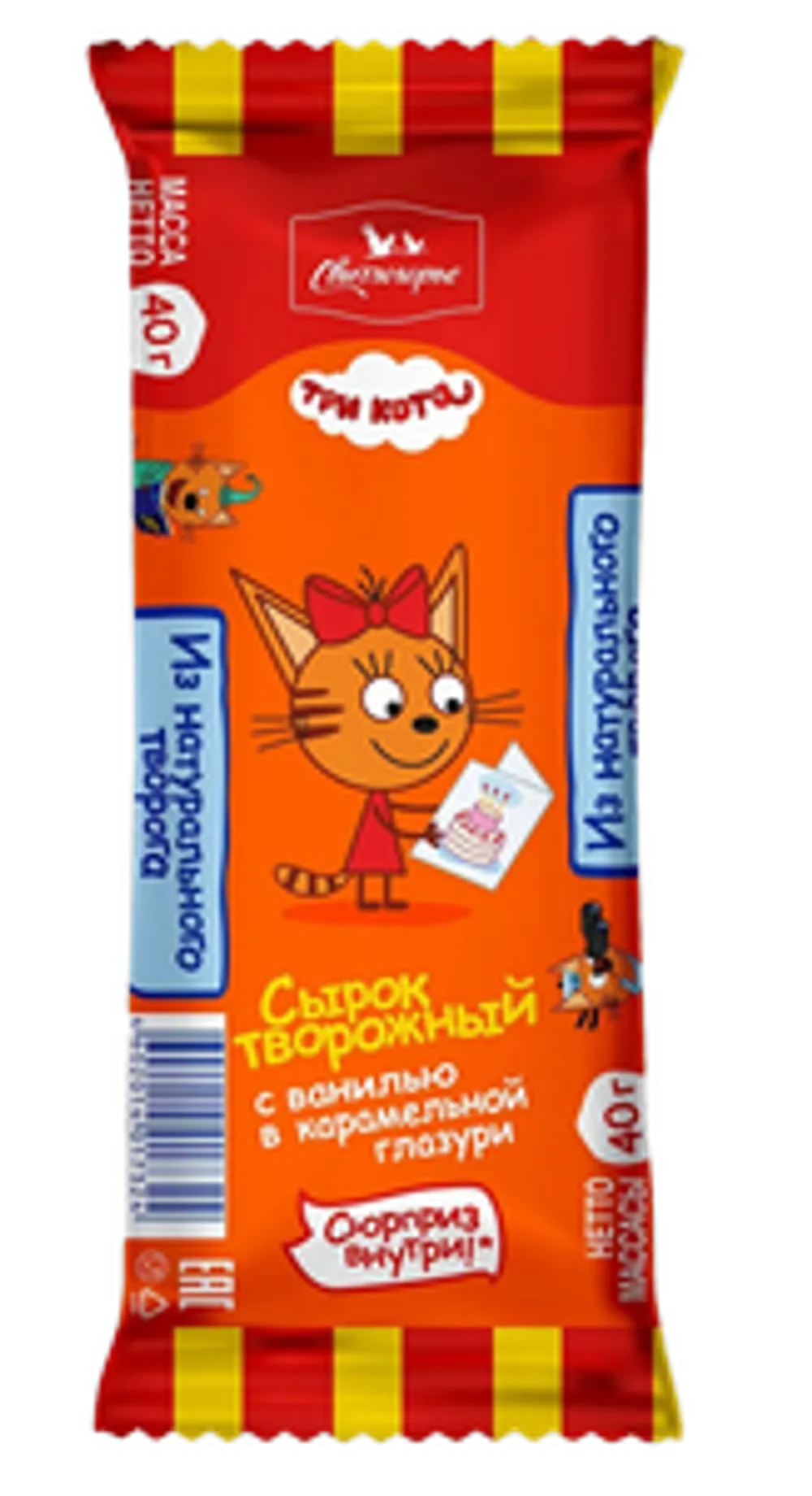 Сырок Три Кота творожный 16% 40г ваниль в карам глазури