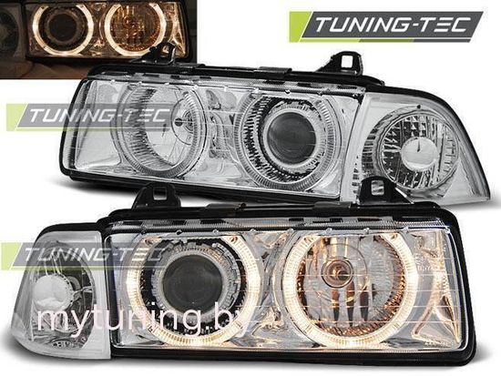 Передние фары Bmw 3 E36 angel eyes chrome