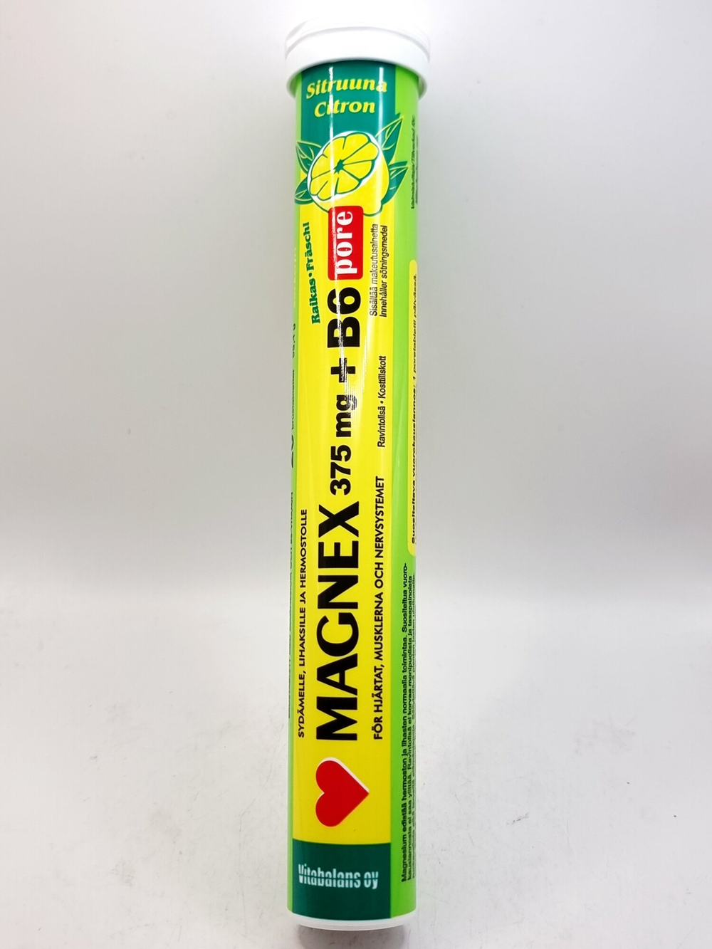 Шипучая таблетка с магнием Magnex 375 г + B6, 20 таблеток (из Финляндии)
