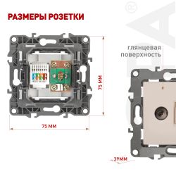 Розетка ЭРА Серия 12 12-3110-02 комбинированная RJ45+TV IP20 слоновая кость | Эра 12