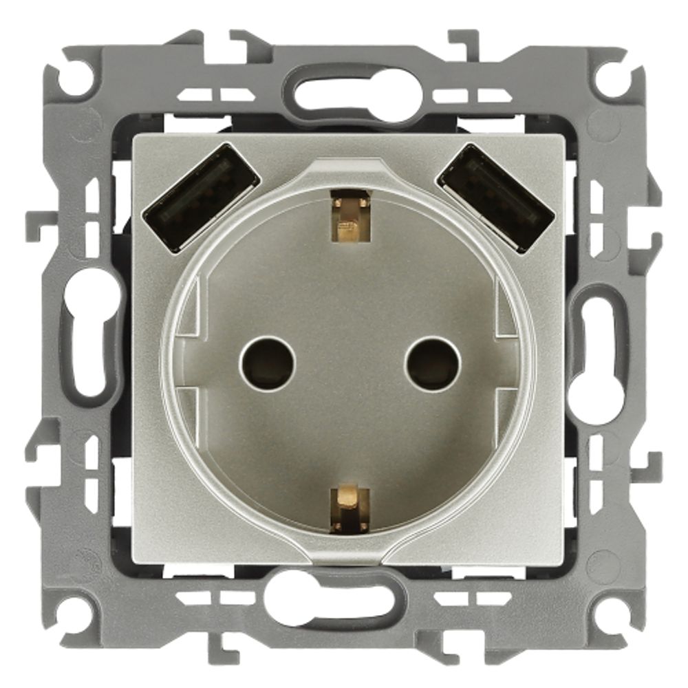 Розетка ЭРА Серия 12 12-4109-15 2P+E 16A-250В штор. с 2xUSB 5В-3А перламутр | Эра 12