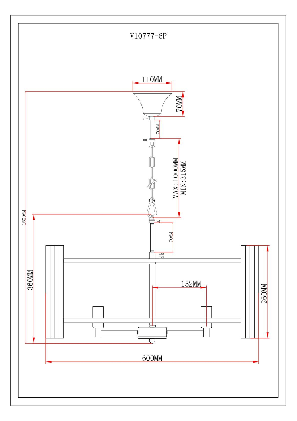 Люстра подвесная Moderli V10777-6P Monte
