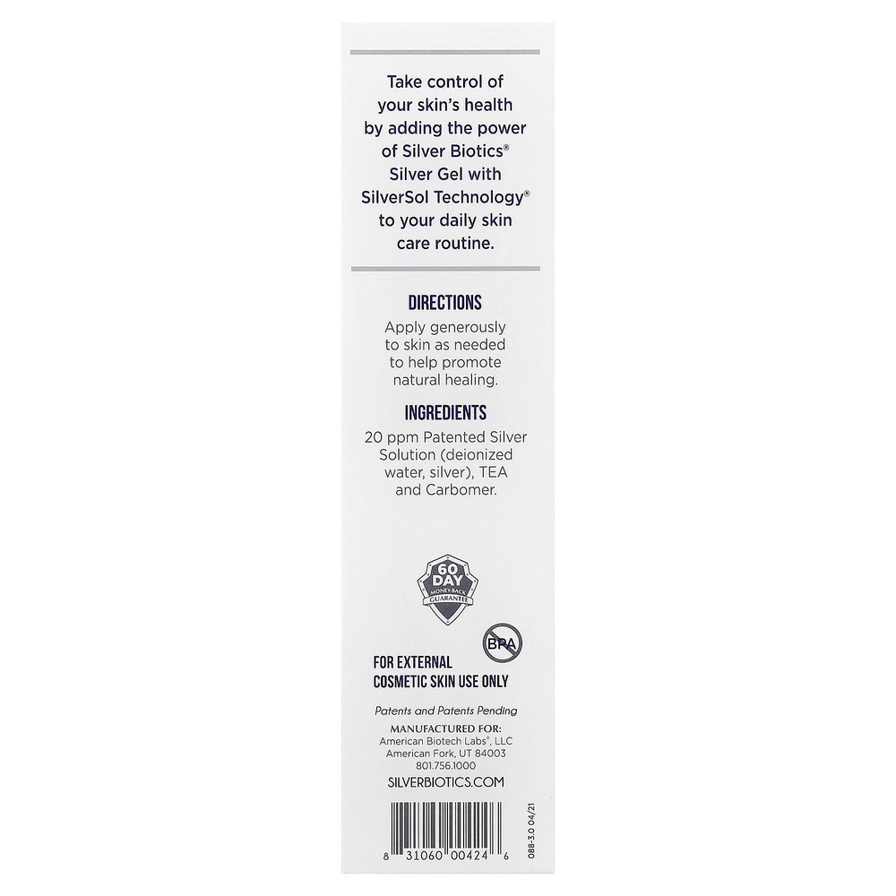 American Biotech Labs, Silver Biotics®, гель с серебром, 114 г (4 унции)