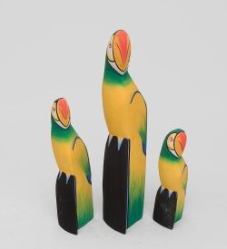 Decor and Gift 90-058 Статуэтка «Зеленый Попугай» набор из трех 40,30,20 см