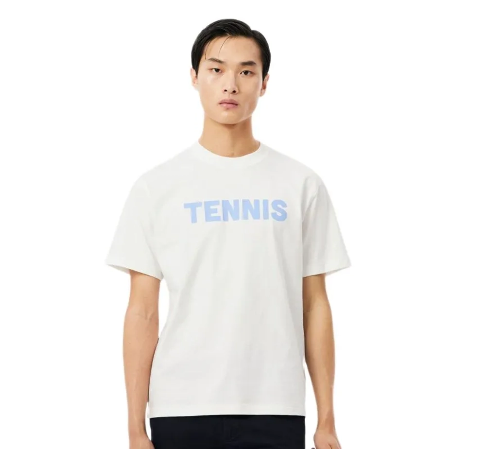 Теннисная футболка Lacoste Printed Cotton - flour