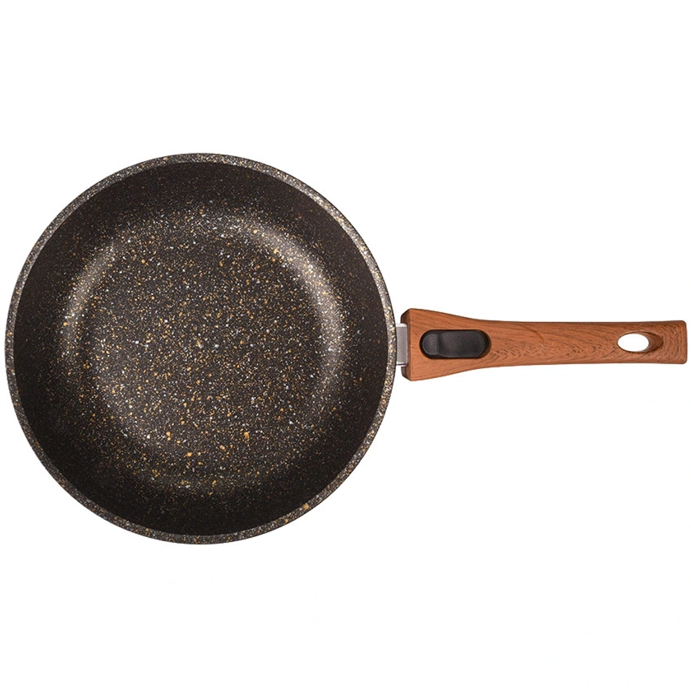 Сковорода 24*6см «Granit ultra» (black-gold) со съемной ручкой и стекл. крышкой сгбг243а