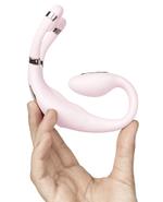 Розовый носимый двойной вибратор для стимуляции клитора и точки G Adrien Lastic Venus Double Vibrator Pink