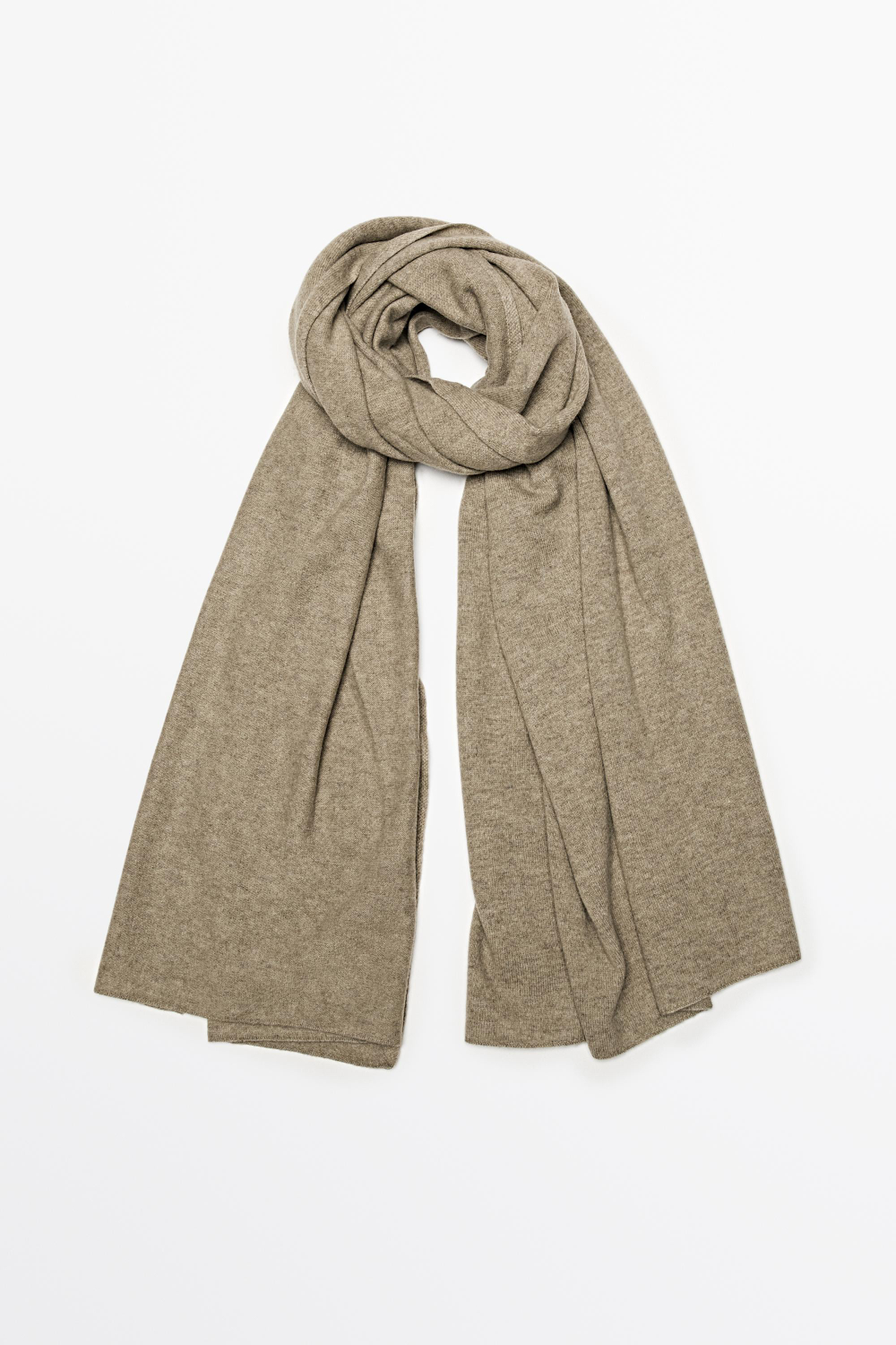 Massimo Dutti Гладкий тонкий шарф из шерсти и кашемира, светло-коричневый
