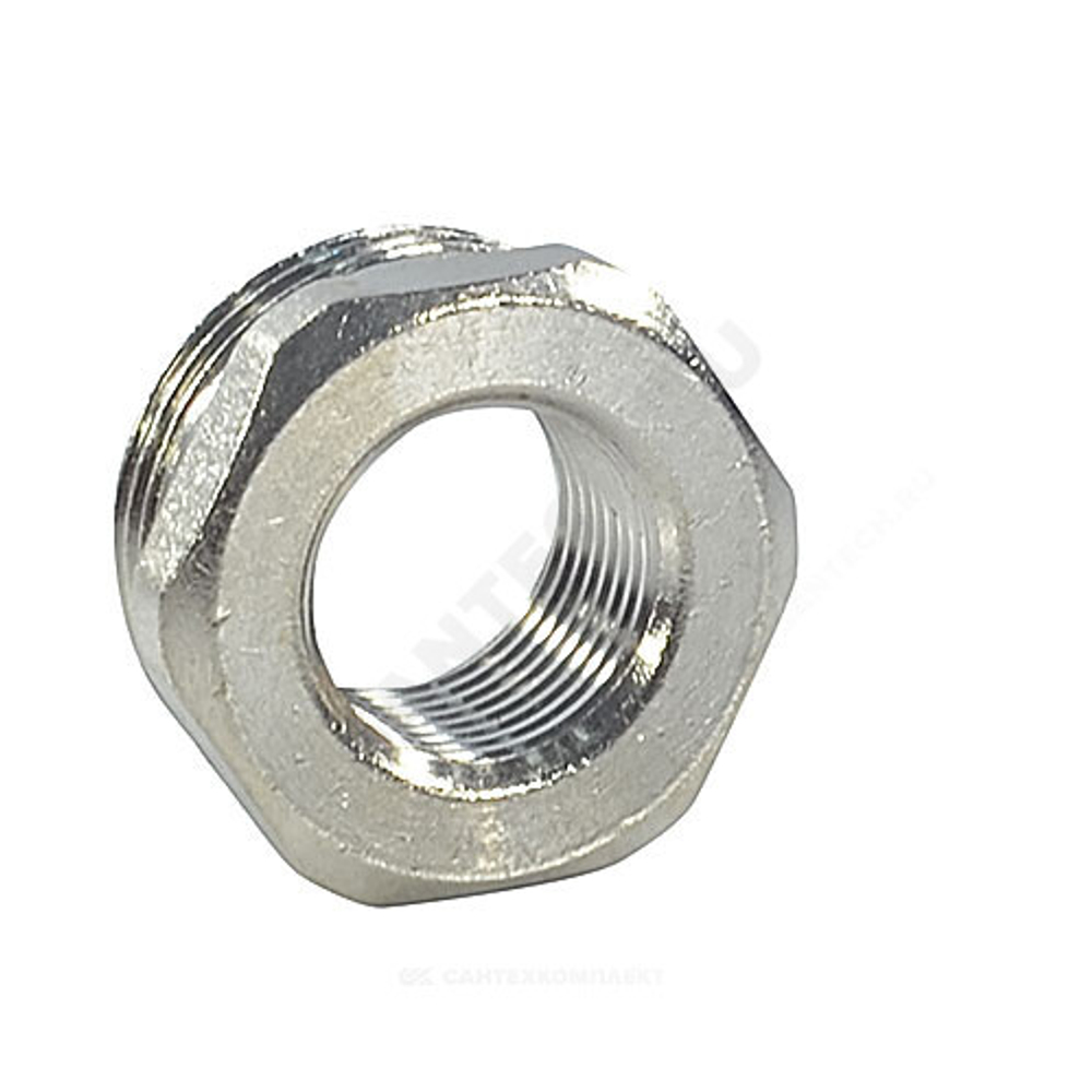 Футорка латунь никель Ду 10х8 (3/8"х1/4") НР/ВР VALFEX VF.581.N.038.014