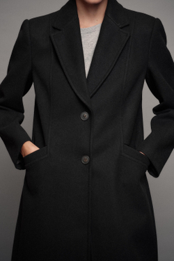 ZARA ПАЛЬТО ИЗ МЯГКОЙ ТКАНИ С ПОДПЛЕЧНИКАМИ, ЧЕРНЫЙ