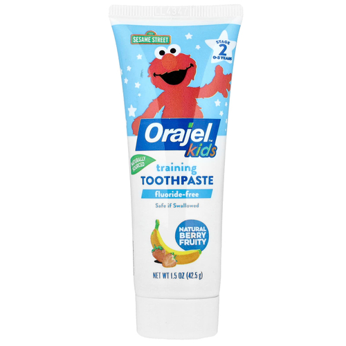 Orajel, Kids, Elmo Training, зубная паста, без фтора, для детей от 0 до 3 лет, с натуральными ягодами и фруктами, 42,5 г (1,5 унции)