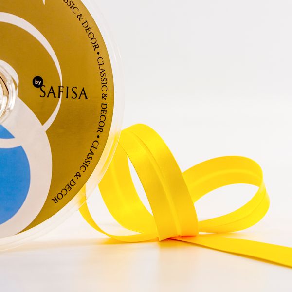 Косая бейка атласная 20 мм / 25 метров, 32 желтый, Safisa (Spiral)