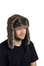 Шапка ушанка Хольстер / кож.зам. / коричневый