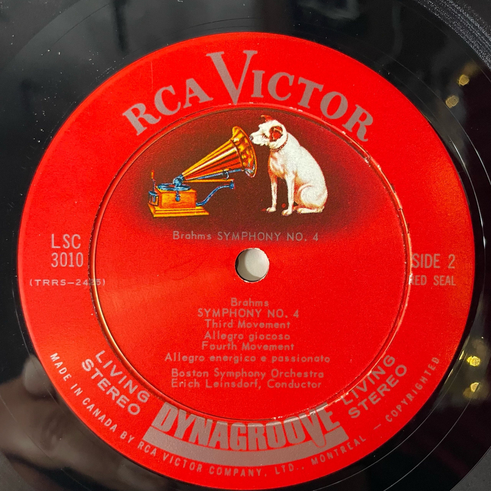 Винтажная виниловая пластинка LP Brahms Брамс Boston Symphony Orchestra, Erich Leinsdorf Симофния Symphony No. 4 In E Minor (США 1968)