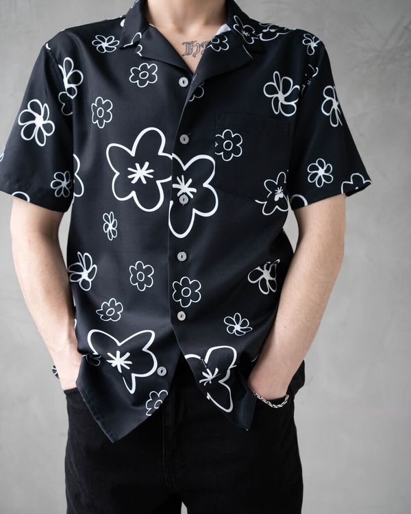 Рубашка Flower Shirt черная - фото 3