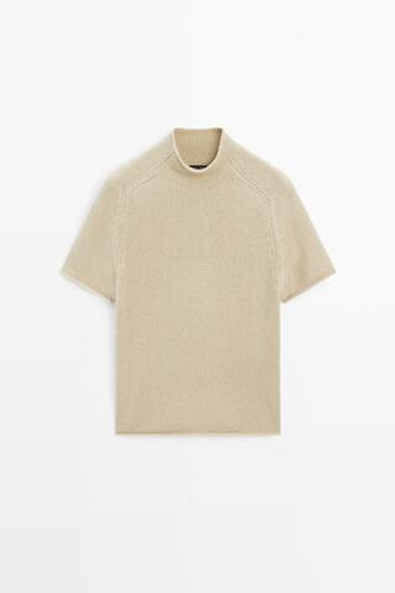 Massimo Dutti Кашемировый джемпер с воротником-стойкой, норка